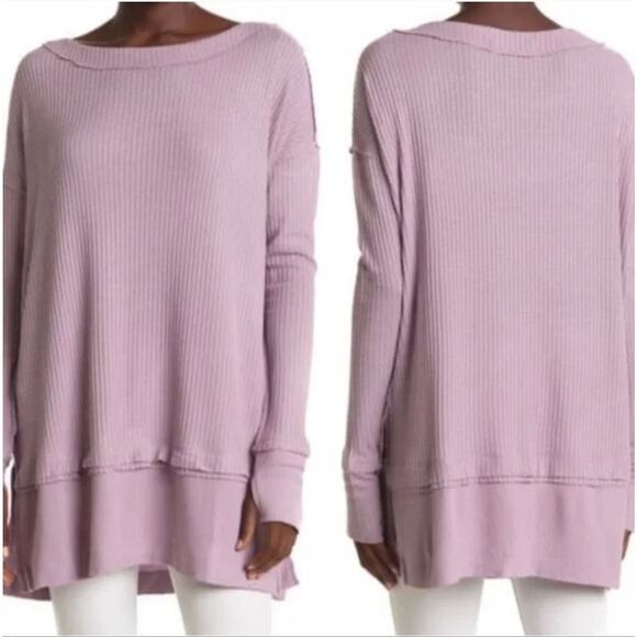 Free People We The Free North Shore Thermal Tunic Top Small Waffle Knit Shirt - Picture 11 of 11